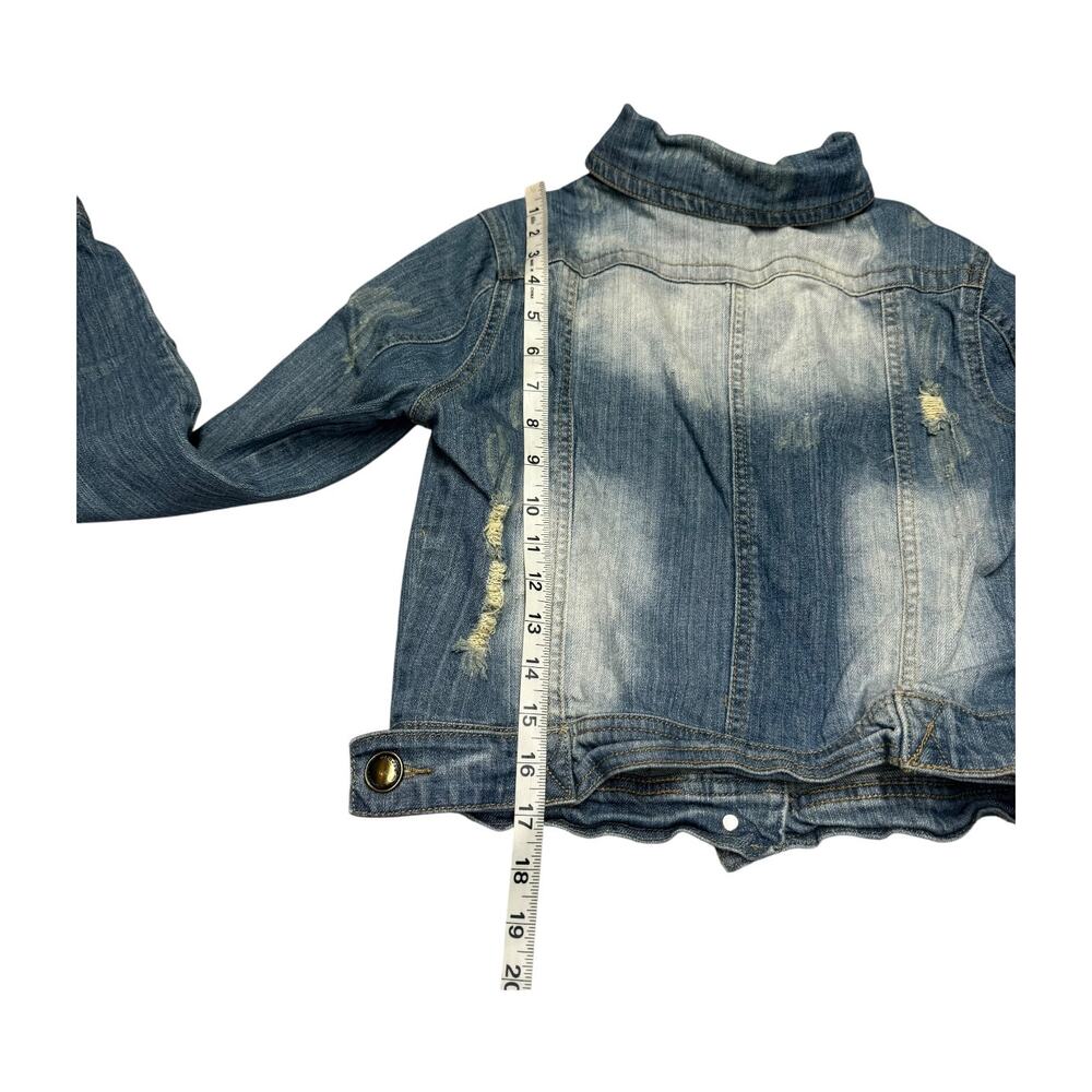 Joujou Distressed Light Wash Denim Trucker Jacket Small - Picture 8 of 9